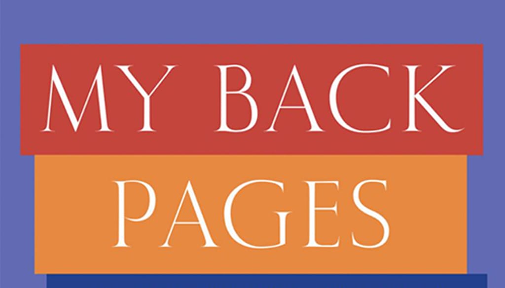 purple cover and title of my back pages author richard charkin